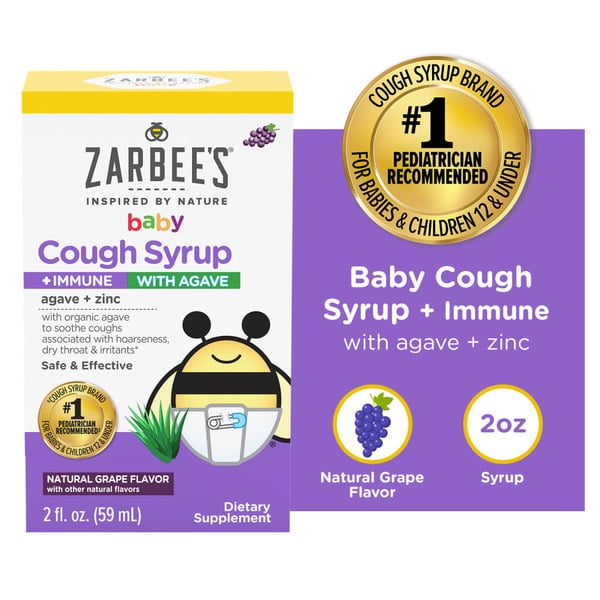 Baby Bath & Body Care Zarbee’s Baby Cough Syrup + Immune With Agave & Zinc hero