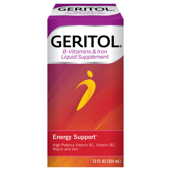 Supplements Geritol Liquid High Potency B-Vitamins & Iron Liquid Supplement Energy Support hero