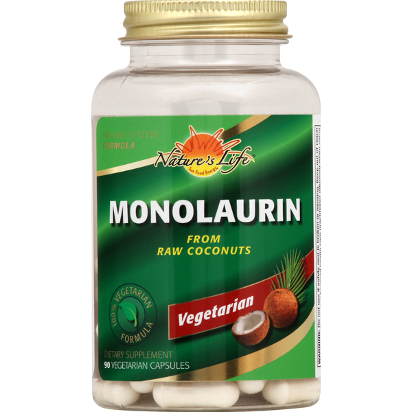 Dietary Supplements Nature's Life Monolaurin, Vegetarian Capsules hero