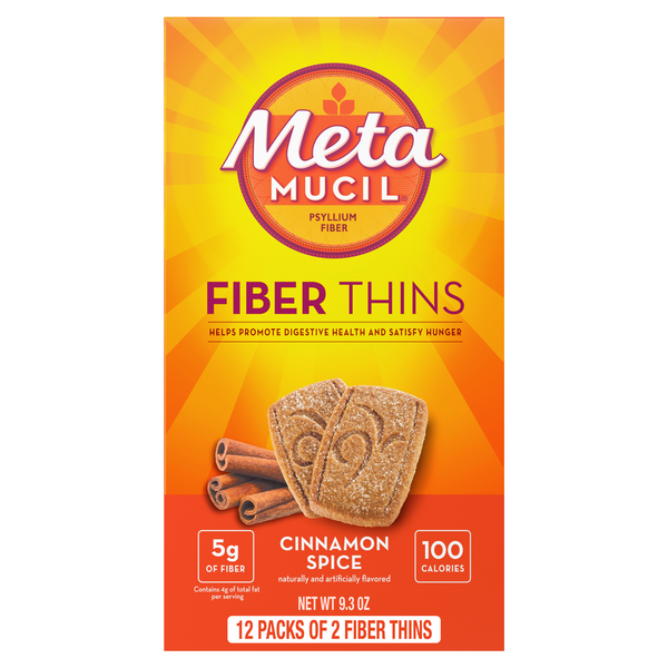 Digestion Metamucil Cinnamon Fiber Thins, Psyllium Husk Fiber Supplement hero