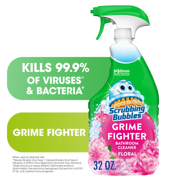 Cleaning Products Scrubbing Bubbles® Bathroom Grime Fighter Disinfectant Trigger Bottle, Floral Fusion hero