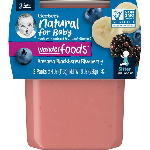 Baby Food & Formula Gerber Baby Food Banana With Mixed Berry Tubs hero