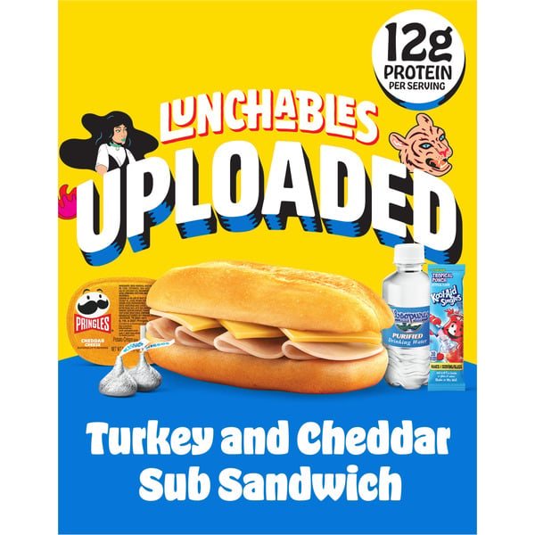 Lunch Meat Lunchables 6-Inch Turkey & Cheddar Cheese Sub Sandwich Kids Lunch Snack Meal Kit & Kool-Aid hero