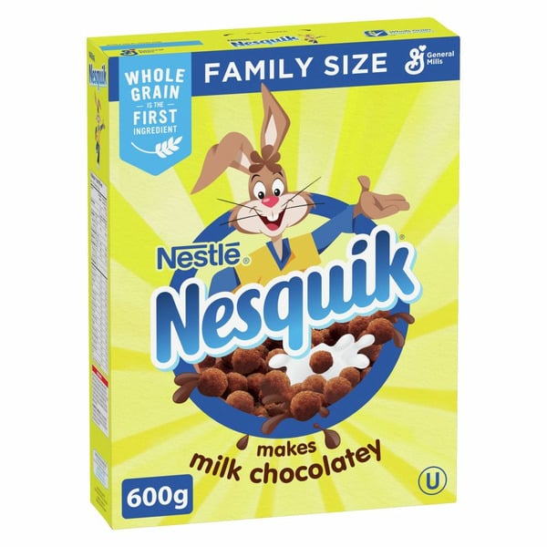 Cereal Nestlé NESQUIK Chocolate Breakfast Cereal, Family Size, Whole Grains hero