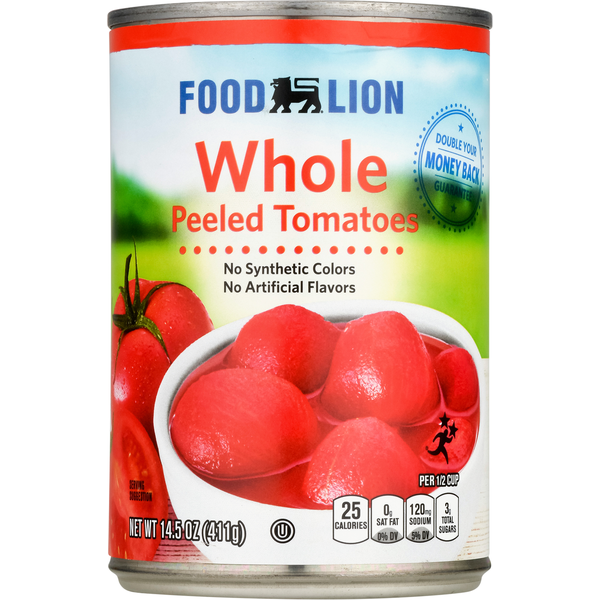 Canned & Jarred Vegetables Food Lion Tomatoes, Peeled, Whole hero