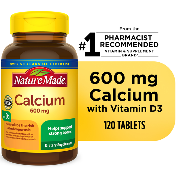 Vitamins & Supplements Nature Made Calcium 600 mg with Vitamin D3 Tablets hero