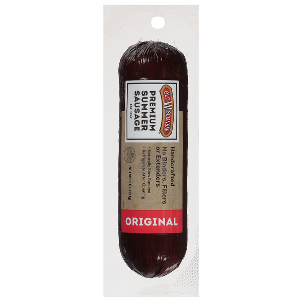 Hot Dogs, Bacon & Sausage Old Wisconsin Summer Sausage, Original, Premium hero