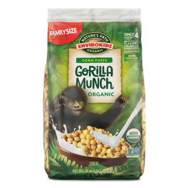 Cereal Nature's Path EnviroKidz Organic Corn Puffs Gorilla Munch hero