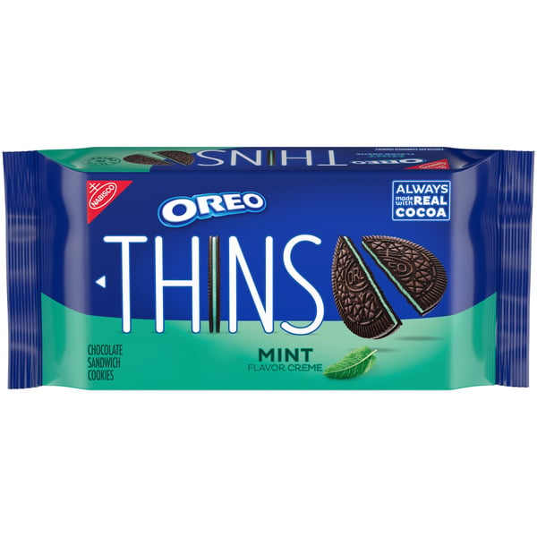 Oreo Thins Mint Creme Chocolate Sandwich Cookies hero