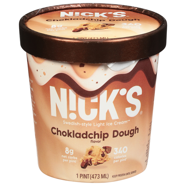 Ice Cream & Ice N!ck's Ice Cream, Light, Chokladchip Dough Flavor, Swedish-Style hero