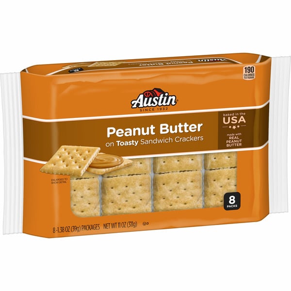 Crackers Austin Sandwich Crackers, Single Serve Snack Crackers, Peanut Butter on Toasty hero