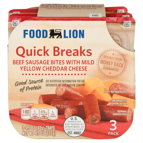 Lunch & Snack Packs Food Lion Beef Sausage Bites, 3 Pack hero