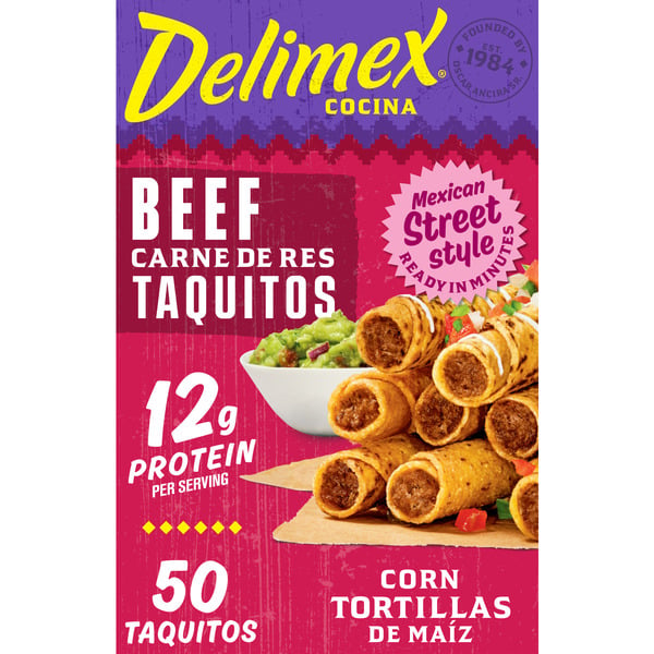 Delimex Beef Corn Taquitos Frozen Snacks hero