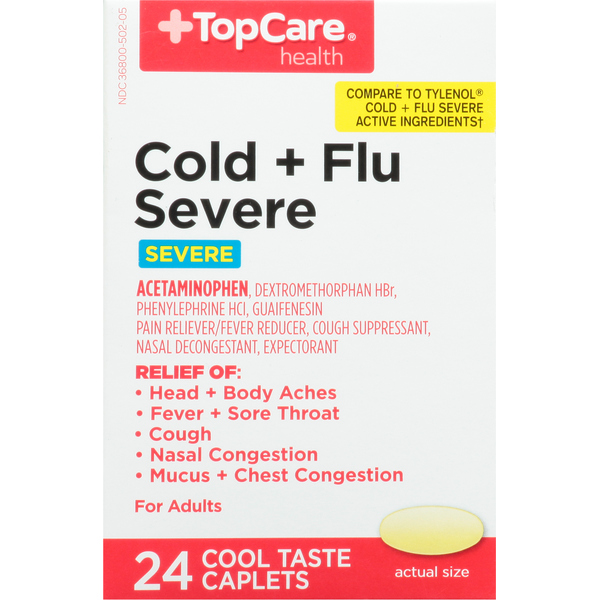 Cold, Flu & Allergy TopCare Cold + Flu Severe, Caplets hero