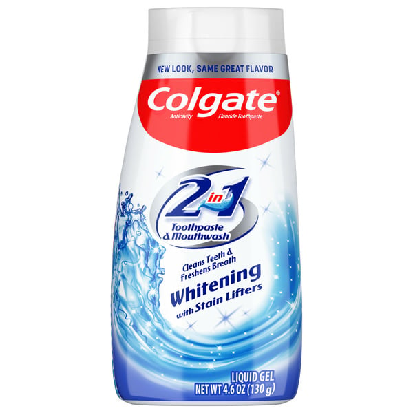 Oral Hygiene Colgate 2-in-1 Whitening Toothpaste Gel and Mouthwash, Mint hero