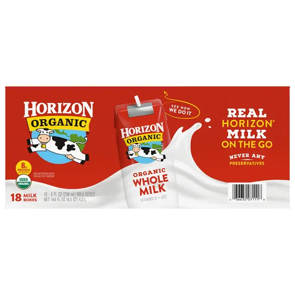 Milk Horizon Organic Organic Whole Milk 18/8 Oz hero