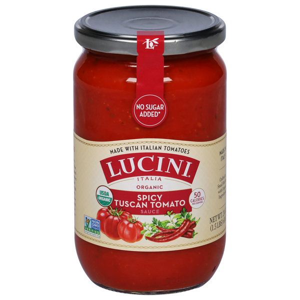 Pasta Sauce Lucini Italia Spicy Tuscan Tomato Organic Sauce hero