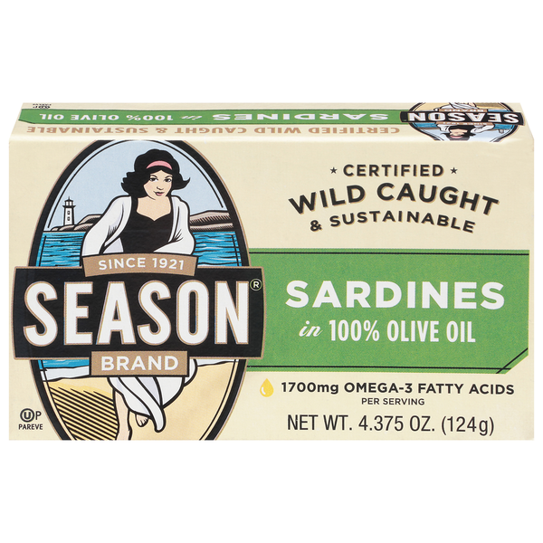 Canned Meat & Seafood Season Brand Sardines, in 100% Olive Oil hero