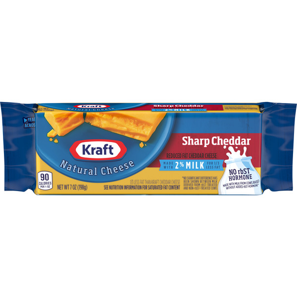 Packaged Cheese Kraft Sharp Cheddar Cheese with 2% Milk, oz Block hero