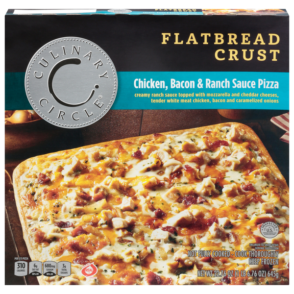 Frozen Pizza Culinary Circle Pizza, Chicken, Bacon & Ranch Sauce, Flatbread Crust hero