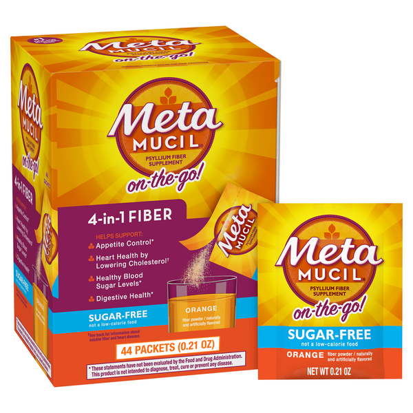 Digestion Metamucil Sugar-Free, 4-in-1 Fiber for Digestive Health, Packets hero