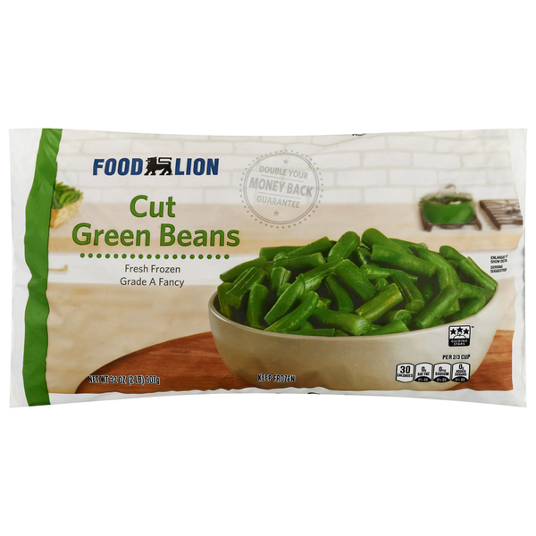 Vegetables, Vegan, & Vegetarian Food Lion Green Beans, Cut, Fresh Frozen, Grade A Fancy, Bag hero