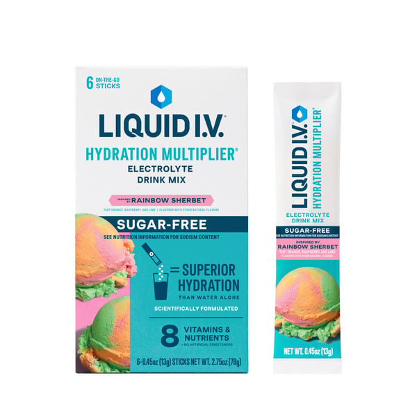 Liquid I.V. Electrolyte Drink Mix, Sugar-Free, Rainbow Sherbet hero