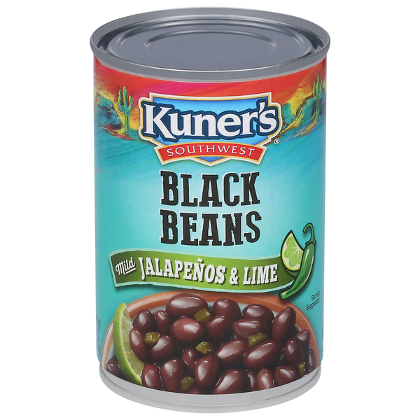 Canned Meals & Beans Kuner's Black Beans, Mild Jalapenos & Lime hero