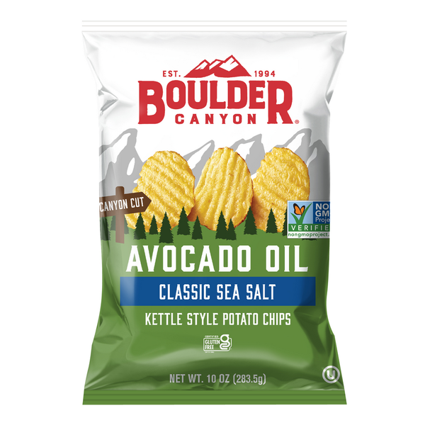 Potato Chips,Tortilla & Pretzels Boulder Canyon Avocado Oil Classic Sea Salt Canyon Cut Kettle Style Potato Chips hero