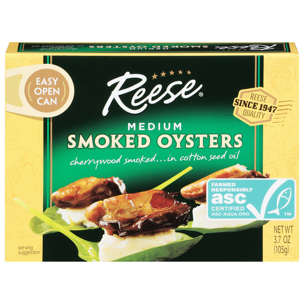 Canned Meat & Seafood Reese's Smoked Oysters, Medium hero