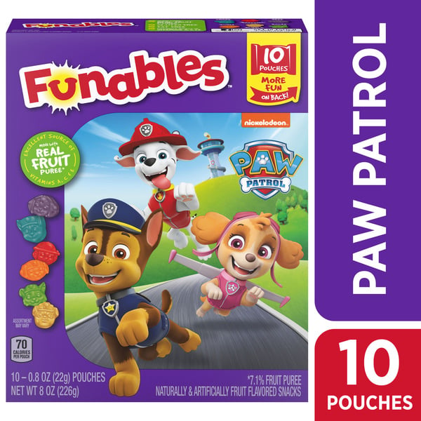 Fruit & Vegetable Snacks Funables Fruit Flavored Snacks, Paw Patrol hero