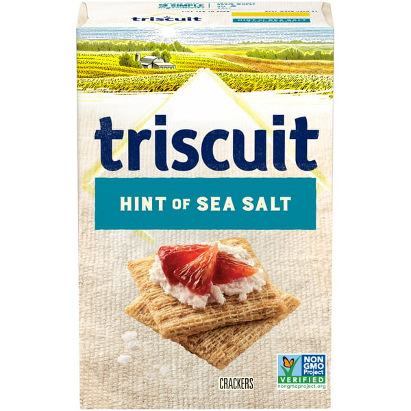 Crackers Triscuit Hint Of Sea Salt Whole Grain Wheat Crackers, Vegan Crackers hero