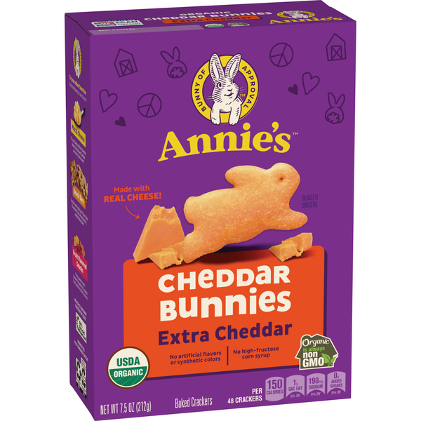 Crackers Annie's Organic Extra Cheddar Bunnies Snack Crackers hero