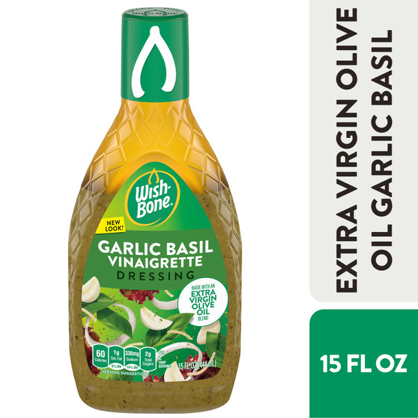 Oils & Vinegars Wish-Bone Extra Virgin Olive Oil Blend Garlic Basil Italian Salad Dressing hero