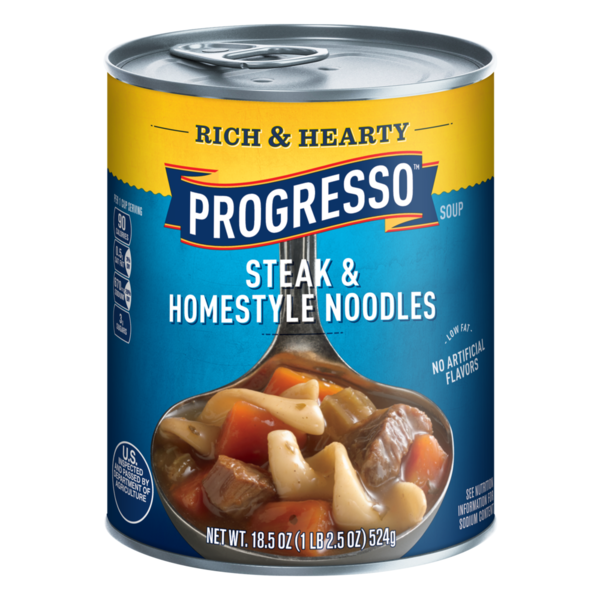 Soup, Broth & Bouillon Progresso Rich and Hearty Steak and Homestyle Noodles Soup hero