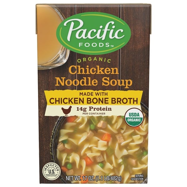 Soup, Broth & Bouillon Pacific Foods Organic Chicken Noodle Soup with Chicken Bone Broth hero