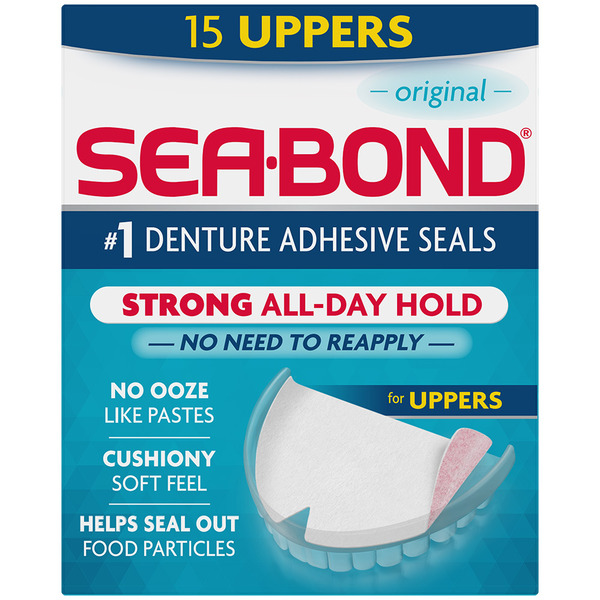 Oral Hygiene Sea-bond Denture Adhesive Seals, Uppers, Original hero