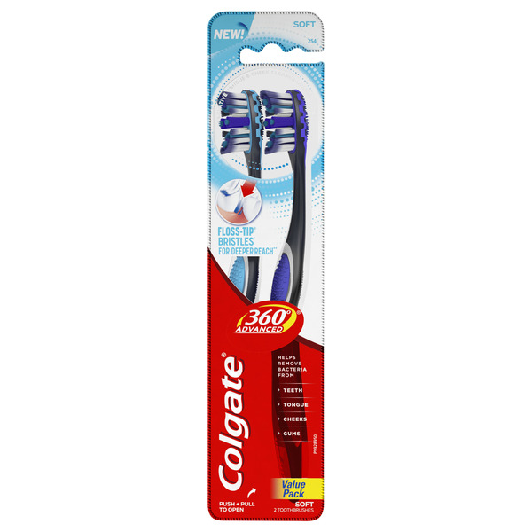 Oral Hygiene Colgate 360 Total Advanced Floss-Tip Soft Toothbrushes for Deeper Reach hero