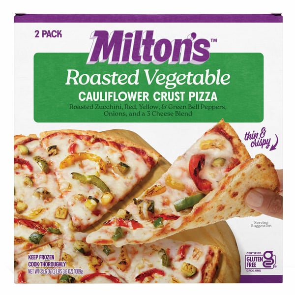 Frozen Meals Milton's Cauliflower Crust Pizza Roasted Vegetable, 35.6 oz hero