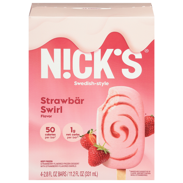 Ice Cream & Ice N!ck's Bars, Strawbar Swirl Flavor, Swedish-Style hero