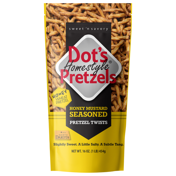 Chips & Pretzels Dot's Homestyle Pretzels Pretzel Twists, Honey Mustard Seasoned hero