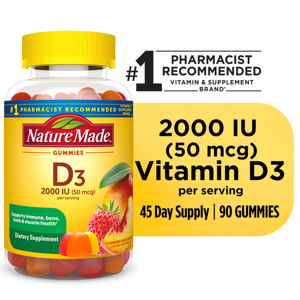 Vitamins & Supplements Nature Made Vitamin D3 2000 IU (50 mcg) per serving Gummies hero