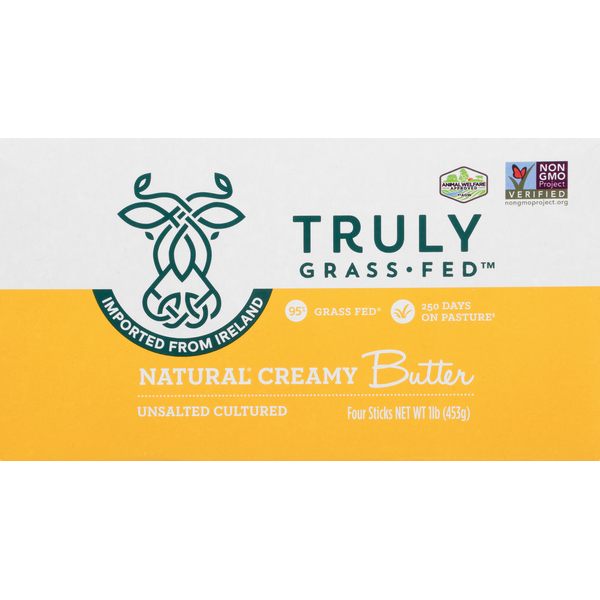 Truly Grass Fed Butter, Natural Creamy, Unsalted Cultured hero