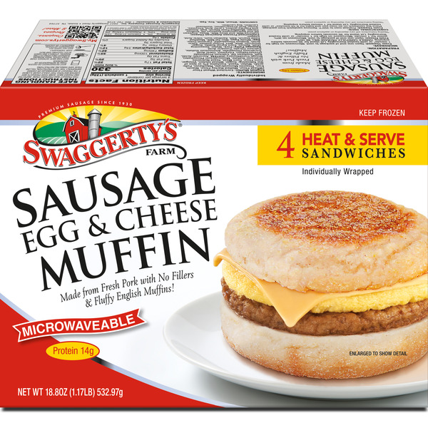 Swaggerty's Farm Sausage Egg & Cheese, English Muffin hero