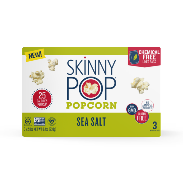 Popcorn & Jerky SkinnyPop Microwave Popcorn, Sea Salt hero