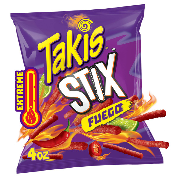 Chips & Pretzels Takis Stix Fuego Corn Snack Sticks Bag hero