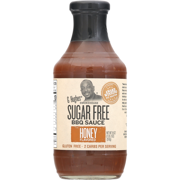 Marinades & Meat Preparation G Hughes BBQ Sauce, Sugar Free, Honey Flavored, Smokehouse hero