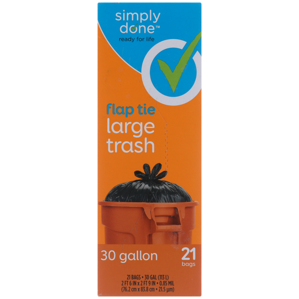 Trash Bags & Liners Simply Done Flap Tie Large Trash Bags hero