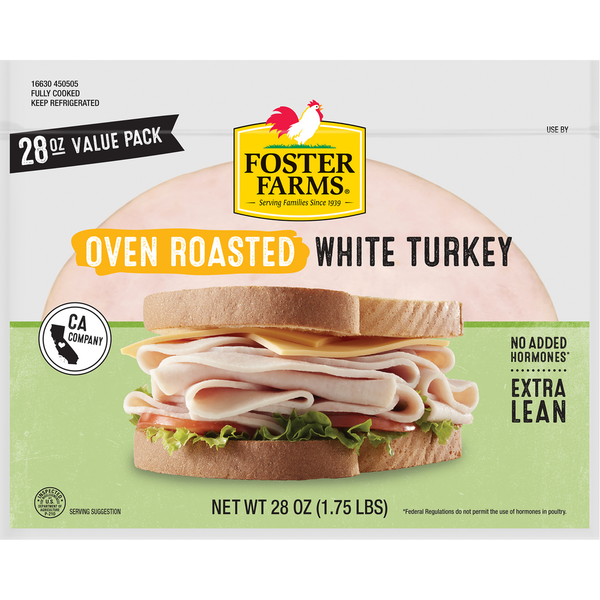 Packaged Meat Foster Farms Sliced Oven Roasted White Turkey, Value Pack hero