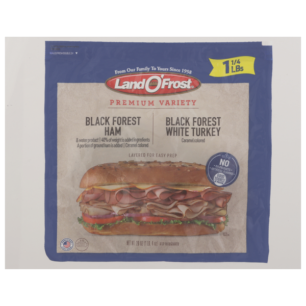 Prepared Meals Land O’Frost Sub Sandwich Kit Black Forest Ham & Turkey, Vacuum Packed hero